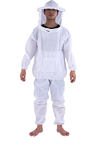 Gootop Imker-Kostüm, Bienenschutz, mit langen Handschuhen und Kappe aus Schleier, für Imker, Weiß