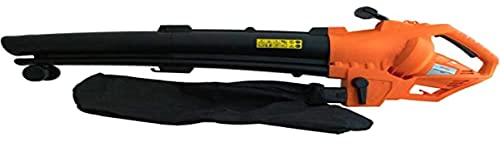 Bricoferr Souffleur aspirateur à Feuilles alimenté par Un Moteur électrique de 3000 W, Sac de Collecte de 35 l, Noir et Orange