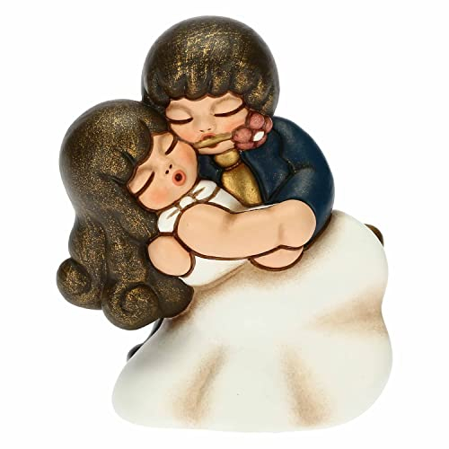 THUN - Coppia di Sposini Innamorati Danzanti, Versione Piccoli - Bomboniere, Bomboniere Matrimonio - Ceramica Dipinta a Mano - 6x3,8x7 cm h