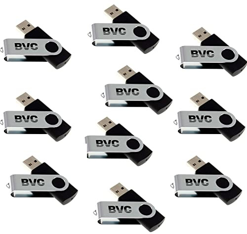 BVC 10 x Memorias USB 32GB 2.0, 10 Piezas, Pendrive Flash Drive, Negro y Plata
