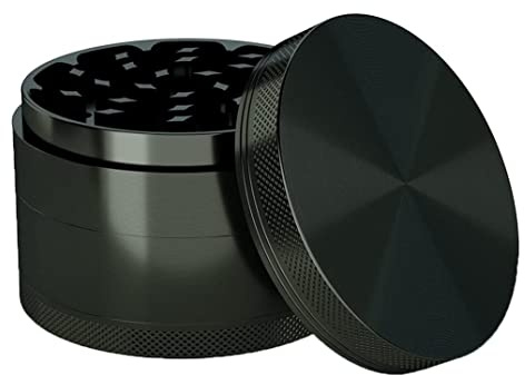 4 Layers Herb Grinders Portable Herbal Grinders Pollen Scraper with Pollen Catcher Mini Crusher Mill with Scraper and Cleaning Brush Zinc Alloy Grinder for Dry Herb - 50CM (Black)