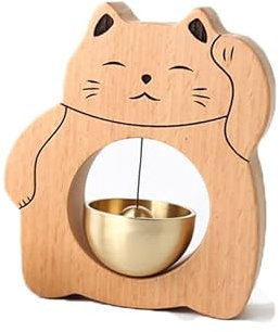 zalati Campanillas de viento de dopamina con estilo de gato de la suerte para decoración del hogar, tienda, oficina, entrada de puerta de ventana