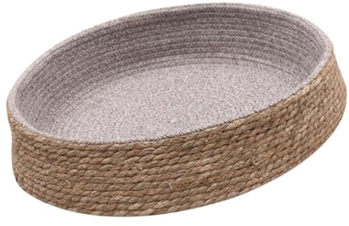 BCOATH Woven Round Cat and Dog Sleeping Bed Natural Woven Kennel Cozy Nest Mat for Cats and Dogs Stylish Indoor Pet Bed Comfortable Sleeping Space for Pets