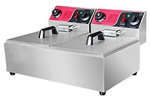 Friggitrice elettrica professionale professionale, friggitrice da banco in acciaio inox con controllo della temperatura e cestello