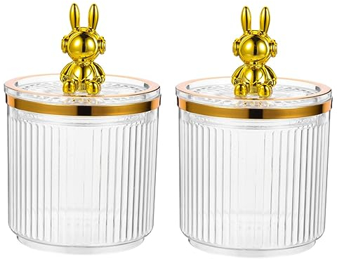 TOYANDONA 2pcs Funny Acrylic Jars Swab Holder Desktop Items Storage Decorative Statue Canister