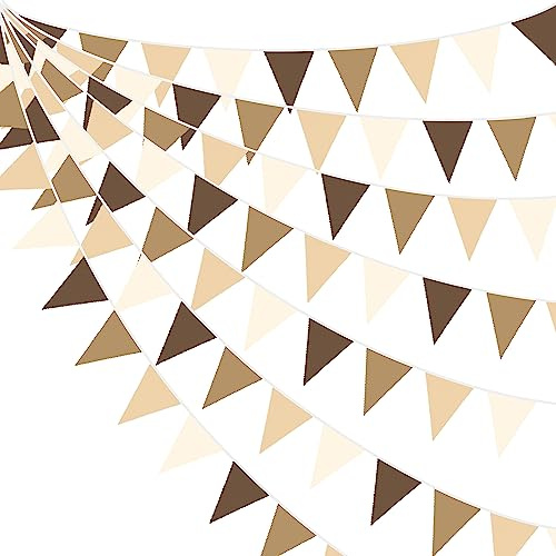 32Fuß Braune Partydekorationen Braune Wimpel Banner Stoff Dreieckige Flagge Wimpelkette Girlande Luftschlangen für Wald Teddybär Babyparty Dschungel Safari Geburtstag Zuhause Outdoor Garten Dekoration