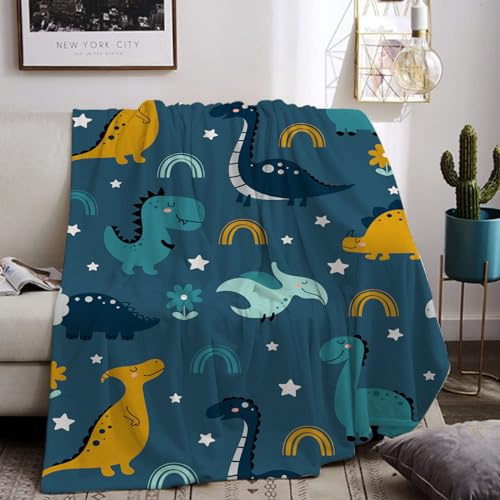 HZVRTN Kuscheldecke Kinder Dinosaurier, Dinosaurier Muster Weiche Mikrofaser Flauschig Decke, Sofa Couch Wohn Bett Fleecedecke (Dinosaurier B, 130x150cm)