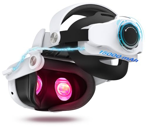 Adicop Head Strap Compatible with Quest3S/Quest3, Built in 15000mAh Battery for Extended 2-4 Hrs Playtime, Fast Charging&Easy Clean, Adjustable Elite Strap Enhanced Support&Balance in VR | Battery Extended 2-4 Hrs Playtime, Fast Charging&Easy Clean, Adjustable Elite Strap Enhanced Support&Balance in VR