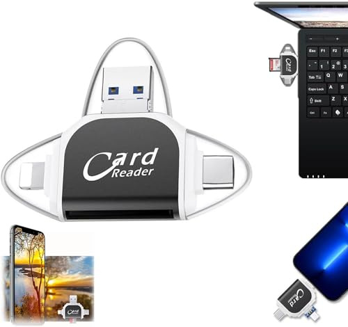 Lector de tarjetas SD TF universal multipuerto 4 en 1, lector de tarjetas de memoria USB C SD TF, adaptador multipuerto USB C, lector de tarjetas de memoria TF multifuncional, Plug and Play (negro)