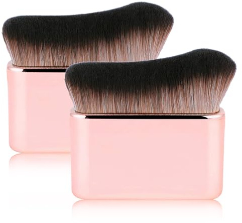 Professionelles Make-up-Pinsel zum Verblenden von Foundation mit hoher Dichte, Kabuki für Körperbetoner, Bronzer, Concealer, Creme und Körperpuder, 2 Stück