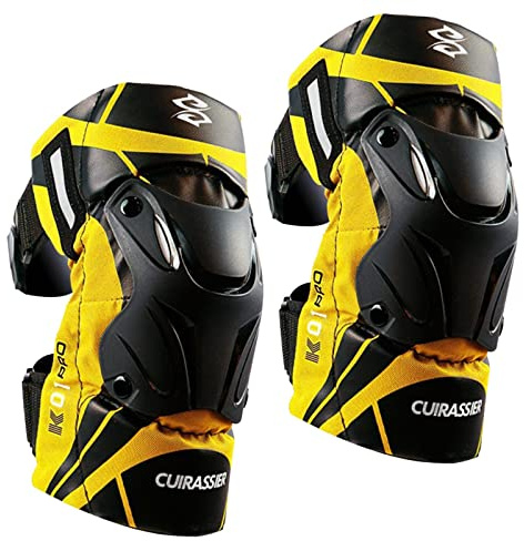 Okiyakusama Ginocchiere per Moto Da 2 Pezzi Protezione Da Corsa di Motocross Regolabile, Giallo riflettente