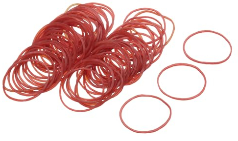sourcing map 100 Pack Rubber Band Stretchable Rubber Elastic Band Red 25mm x 1mm Hair Rubber Bands for Home Office