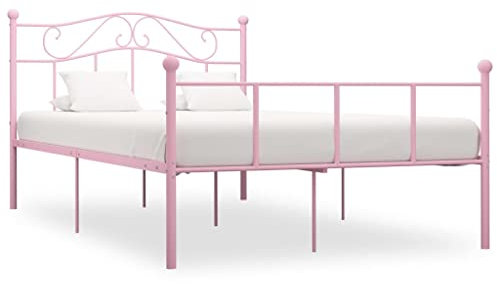 THOYTOUI Bettgestell, Metallbett Betten Seniorenbett Bett Geeignet für Gästezimmer Hotel Wohnung Schlafzimmer Rosa Metall 140x200 cm