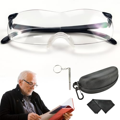 Aohcae Lupenbrille für Brillenträger, 300% Vergrößerung Vergrößerungsbrille Lesehilfe für Senioren Magnifying Glasses für Naharbeit, Lesen, Nähen, Handwerk