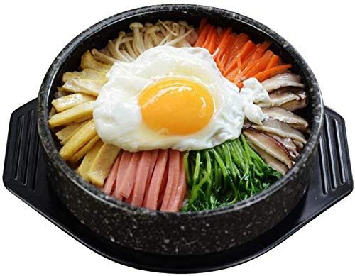 BZVCRTYKL Ciotola in Pietra da Cucina Coreana in Ceramica Pentola bollente for Bibimbap Ciotola for zuppa Premium Senza Coperchio Perfetta for la casa e Il Ristorante Nero -Nero||1L/644(0.8L)