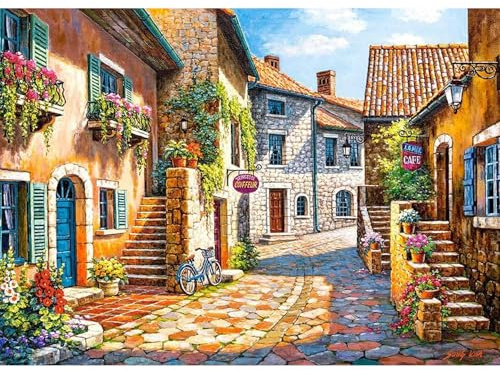 MEIYUDA 5D Diamond Painting Kit Completo Vista de Calle, Pintura Diamante Paisaje, Diamond Painting Regalo Niños, Manualidades Adultos Diamond Painting Para Decoración De Pared Del Hogar 40x30cm