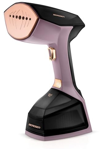Berdsen Plancha de vapor de viaje, 2000 W, control de vapor, potencia de vapor, 45 g/min, LCD, juego con cepillo, depósito de agua de 360 ml, bolsa de transporte, color negro y morado