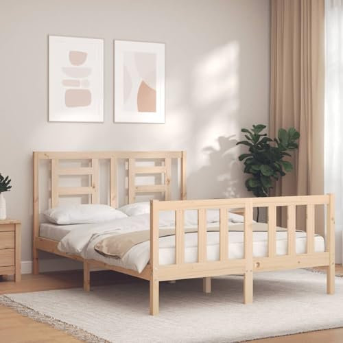 Buzaza Massivholzbett mit Kopfteil Bettgestell Bed Frame Holzbett Kopfteil Bett Schlafzimmer Bett Massivholzbetten 120x200 cm - 3192876
