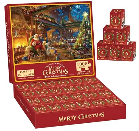 Advent Calendar Puzzle - Christmas 2024 Jigsaw, Advent Calendar Jigsaw | Festive Holiday Puzzle 2024 Advent Calendar, Joyful Holiday Jigsaw Advent Calendar Puzzle for Kids Seasonal Decor Puzzle