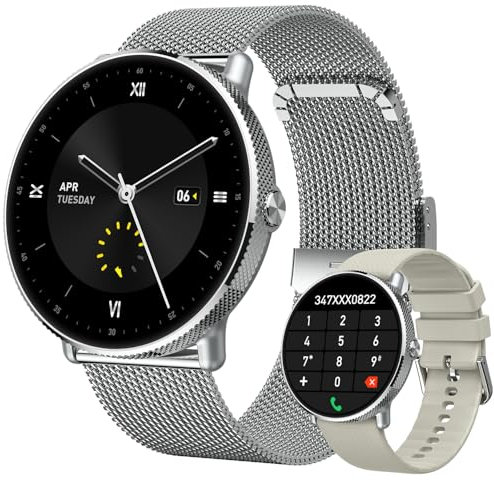 Smartwatch Herren Damen Fitnessuhr Armbanduhr: Wasserdicht Fitness tracker mit Telefonfunktion Anruf Smart Watch mit Herzfrequenz Schlafmonitor Schrittzähler Sportuhr Uhren für Android iOS Silber17