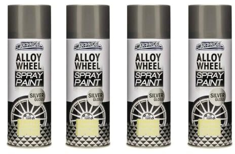 SDMAX Silver Alloy Wheel Spray Paint, Gloss Finish, Corrosion And Rust Protection, Fast Drying, Easy To Use, Lightweight And Portable, Multipurpose Use, 400ml (4pcs)