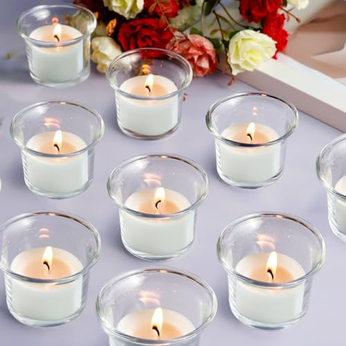 Bgtecho Tealight Candle Holder Set of 24,Votive Candle Holder,Clear Glass Candle Holders,Tea Light Holders Bulk for Wedding Birthday Party Dinner Home Decor
