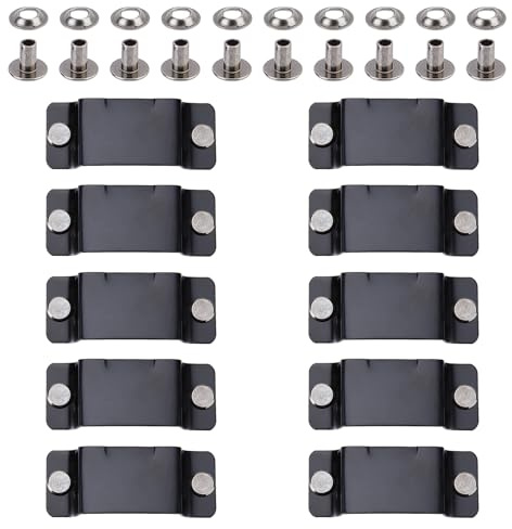NICENEEDED 10 Pcs Tape Measure Holder Clip, Measuring Tape Holder Metal Measuring Tape Belt Holder, Tape Holder for Tool Belt with Rivets Tape Measure Hanging Tape Holder