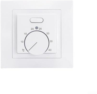 Hasaller Thermostat Floor Heating Thermostat Manual Control Manual Underfloor Heating Thermostats Electric Underfloor Heating Controller Mechanical Room Thermostat(White)