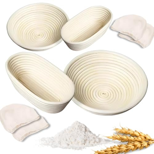 LAYBA Gärkorb rund & oval 1 Stück aus Rattan, Banneton Brotkorb für Sauerteig, Hefeteig, Brot backen, Teiggare und Backzubehör