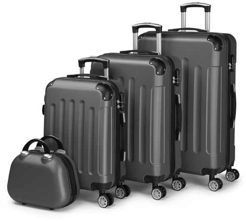 LALAHO Kofferset 3/4 teilig | Reisekoffer Set mit Kosmetikkoffer, Hartschalen Koffer Set aus ABS, Gepäckset mit Schminkkoffer, Handgepäck