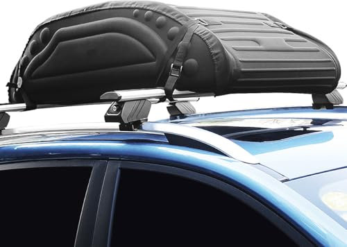 SOARS Dachbox Auto, 400L Gepäckbox wasserdicht mit Transportbändern, Autobox Gepäck Dachkoffer Dach Box für Autos, Vans, SUVs, inkl. Tragetasche