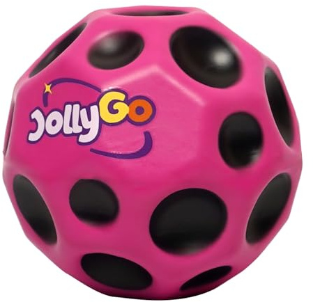 JollyGo Moonball,Jumpball 9cm,Großer Moon Ball,EIN knallendes Geräusch,hohe Springender Gummiball,Spaceball,Big Bouncing Balls,Moonball,Geschenk für Kinder,XL,Leicht greifbar,Original (Pink)