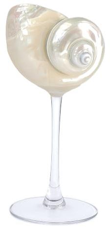 Générique verres à vin exquis en forme de conque naturelle pour mariage, champagne, martini, cocktail, anniversaire, mariage, demoiselles d'honneur, fête d'anniversaire de mariage (Blanc/Verre)