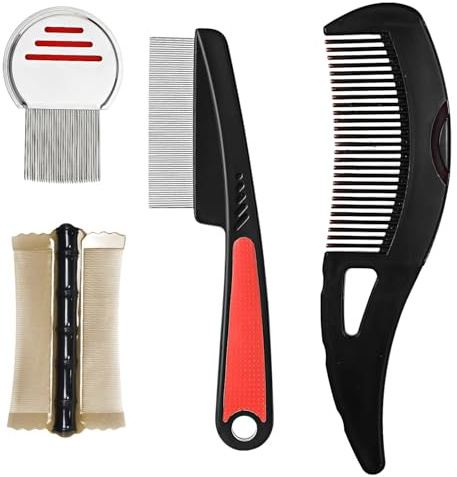VGECEE 4 Pezzi Pettini Anti-Forfora, Pettini per La Rimozione della Forfora a Denti Fini in Acciaio Inox Dandruff Comb Pettine Anti Pidocchi e Anti Lendini per Adulti, Bambini o Animali Domestici