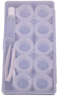 5 Stück Kontaktlinsenbehälter, Kontaktlinsenhalter, tragbare Augenkontakte, Mini-Behälter-Set mit L- und R-Kappen inklusive Lösungsflasche, Gummispitze, durchsichtig, Kompakt