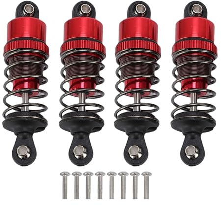 SPYMINNPOO 4st 55mm RC -bilchocker Aluminiumlegering Olje Stötdämpare Satt för 1/10 Skala RC -bilar med Hydraulisk Dämpande Lättvikt Hållbar Förbättrad Stabilitet (Röd)