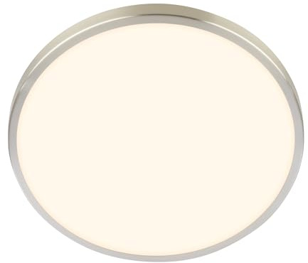 BRILONER - LED Deckenlampe mit Dekorblende, warmweiße Lichtfarbe, 17,5W, 2400lm, LED Lampe, Deckenleuchte, Wohnzimmerlampe, Küchenlampe, Deckenbeleuchtung, Flurlampe, 33 x 6 cm (DxH), Nickel-matt