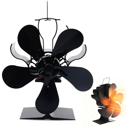 GOMETY Ventilateur Poêle à Bois 5 Pales, Ventilateur Cheminée Alimenté à la Chaleur, Silencieux Sans Électricité, Ventilateurde Poêle pour Bois Bûches Granulés Pellet