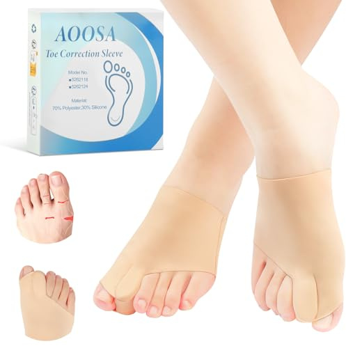 AOOSA 1 par hallux valgus korrigering | Hallux Valgus strumpor med silikonkuddar, tåspridare stor tå, tåspridare hallux valgus