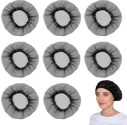 Bavooty Elastische Kochmütze,Elastische Haarnetz Küche,Unisex,Einstellbar Haarnetze,Verstellbare Netzkappe,Koch Mütze,Kochmützen,Hair Net, für Küche,Lebensmittelservice,schwarz,8 Stück