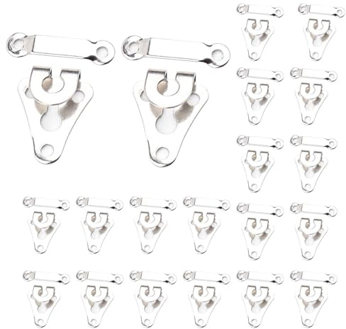 Wemoralix 20 PCS Hook and Bar Fasteners, Silver Hook and Eye Closures for Sewing and Repairing Trousers, Dresses, Skirts and Crafts