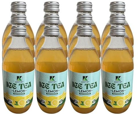 AKIFYEV BIO Ice Tea Lemon 12 x 330 ml | Premium Organic Ice Tea in Glass Bottles | Cold Brew + Nitrogen Flush | Natural, Vegan & Allergen-Free Refreshment