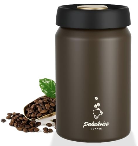 PaxCulina Kaffeebohnen Behälter (1,2L), Kaffeedose Luftdicht, kaffeedose, 316 Edelstahl Material, geeignet Für Kaffeebohnen, Nüsse, etc, um Die Frische Für Eine Längere Zeit Zu Erhalten (Braun)