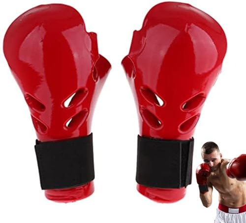Pesoncarl Karate-handskar för vuxna, 1 par stötdämpande svampfoder sparringhandskar med elastisk rem för kickboxning, brottning, boxning, hastighetsväska, kampsport, S