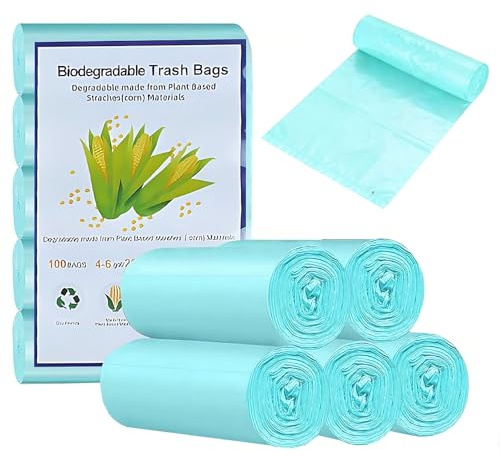 20L Biodegradable Food Waste Bags, 100Pcs Compostable Food Waste Garbage Bags, Compostable Compost Caddy Liners, Recycled Degradable Rubbish Garbage Trash Bags for Kitchen Office(60 x 50 cm, Blue)