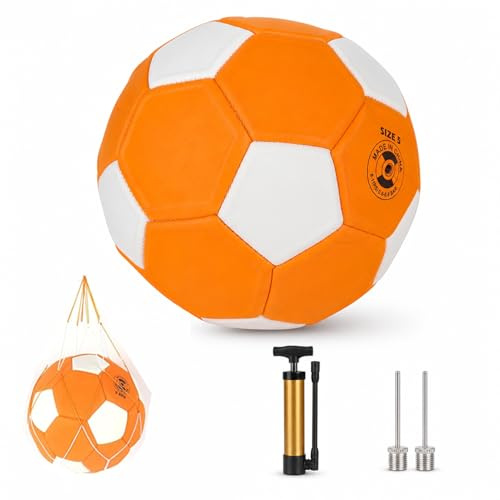 Mailfull Fotbollskurvboll – Fotboll storlek 5 med pump och uppblåsningsnål – Flexibel, elastisk svängboll (EVA/gummi) för inomhus- och utomhusträning