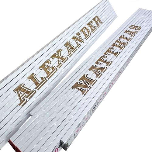 laser-diele Zollstock mit Namen Personalisiert - Hochwertige Tiefengravur im 3D-Look - Meterstab mit Namen - Vatertagsgeschenk für Papa - Maßstab Name