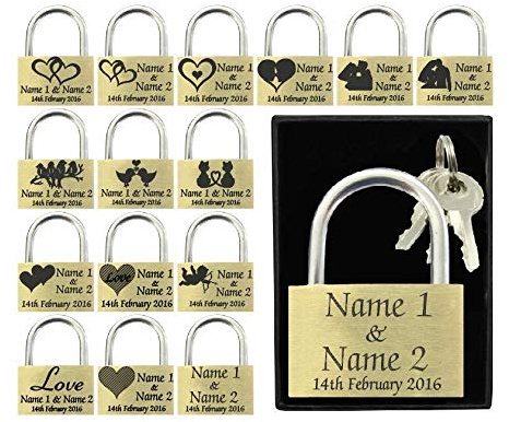 Anniversary, Valentines Present, Wedding Favour 40mm Love Lock Personalised Engraved Padlock (Text Only)