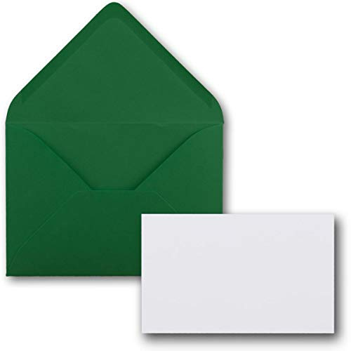 FarbenFroh by GUSTAV NEUSER 25x Stück Karte mit Umschlag Set Einzel-Karten Din A8 7,1x4,5 cm Hochweiß mit Brief-Umschlägen C8 7,6x5,2 cm Dunkelgrün Nassklebung