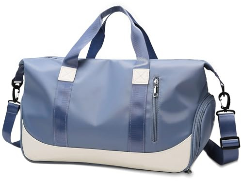 Tokeya Borsone Palestra 40L Borsa da Viaggio Pieghevole Donna e Uomo con Scomparto per Scarpe e Bagnato Impermeabili, Grande Borsa Sportiva Weekend Impermeabile Tote Travel Bag Per Piscina Sport, Blu